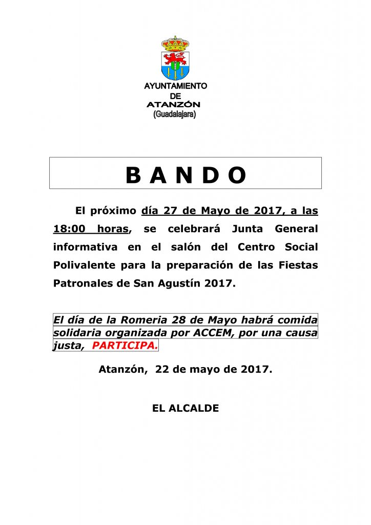 Bando Fiestas 2017 - 22 de mayo 2017