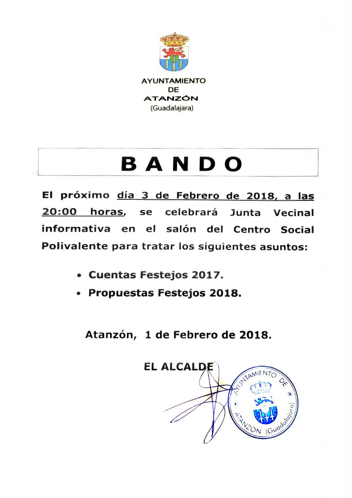 Bando 1 de febrero 2018